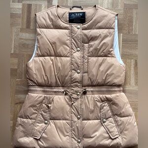 J. Crew Tan Quilted Puffer Vest with Drawstring Waist